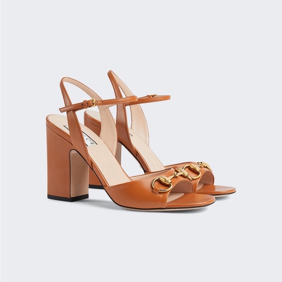 Gucci Horsebit Leather Sandal Harness Brown Heel size 8.5 nwt in box - Picture 5 of 14